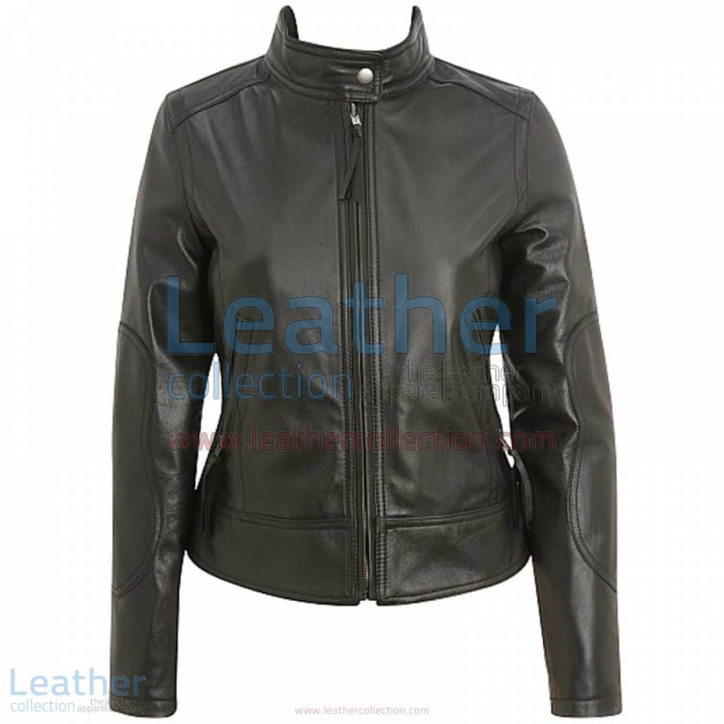 Band Collar Leather Motorcycle Jacket | band collar jacket