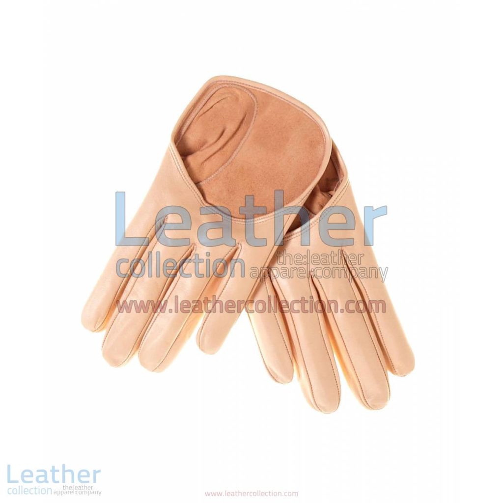 Beige Short Fashion Leather Gloves | fashion leather gloves