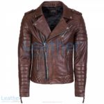 Biker Men Brown Quilted Leather Jacket | men quilted leather jacket