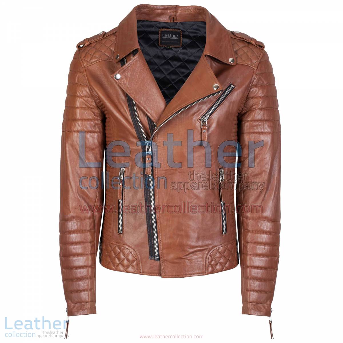 Biker Men Quilted Leather Jacket Antique Brown | quilted leather jacket,men quilted leather jacket