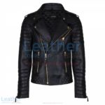 Biker Mens Quilted Leather Jacket with Golden Hardware | mens quilted leather jacket