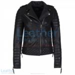 Biker Womens Quilted Leather Jacket Black | quilted leather jacket