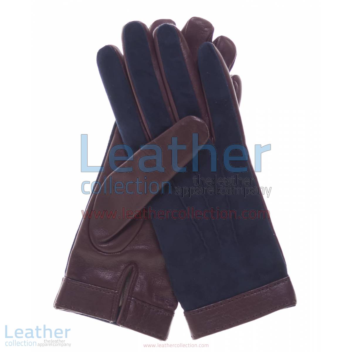 Ladies Blue Suede and Lambskin Gloves