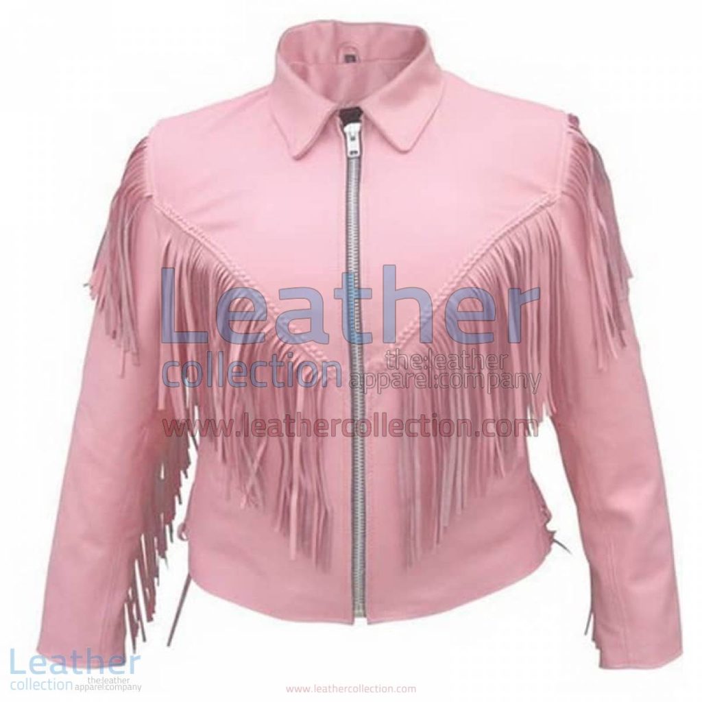 Ladies Pink Jacket with Fringe | jacket with fringe
