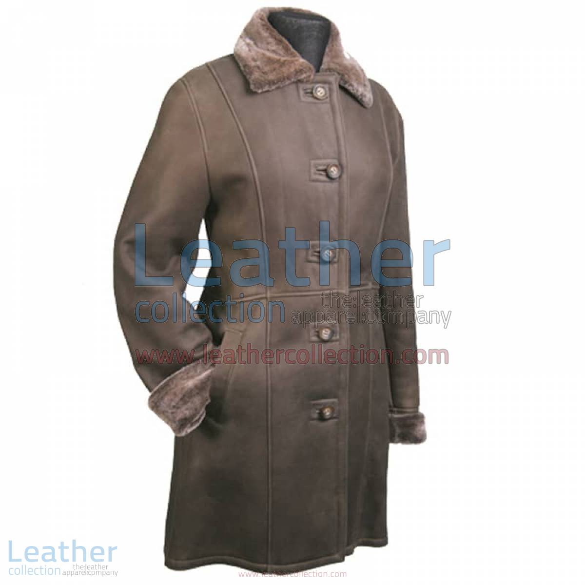 Long Leather Fur lined Coat