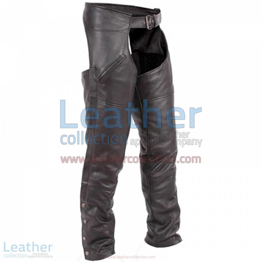 Premium Black Leather Motorbike Chaps | Premium Black Leather motorcycle Chaps