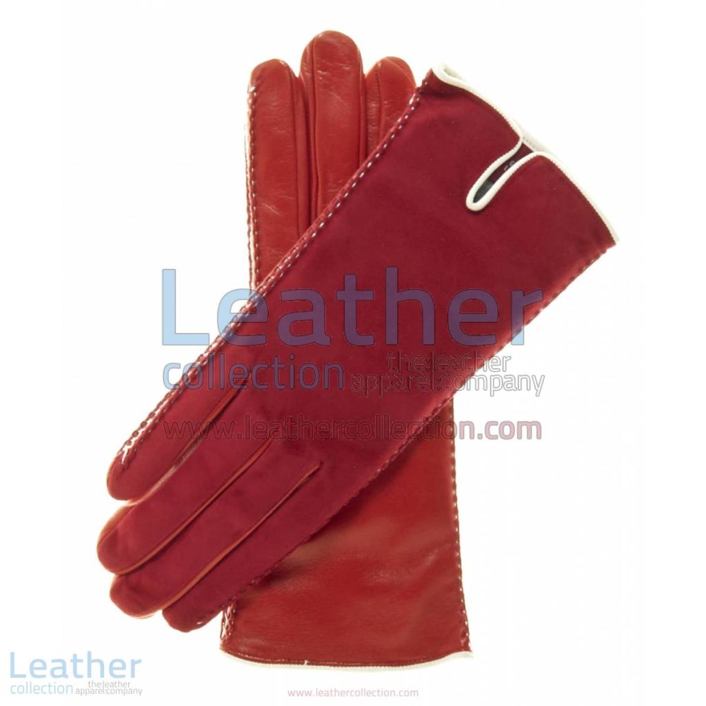 Red Suede Ladies Lambskin Gloves | red suede gloves