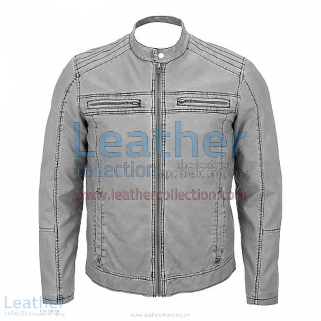Semi Moto Gray Leather Jacket | gray leather jacket