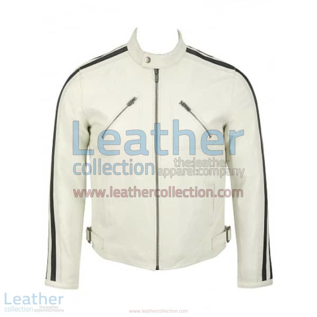 Semi Motorbike White Leather Fashion Jacket | white leather jacket