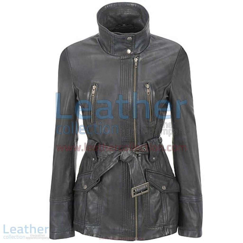 Stand Collar Belted Lamb Trench Coat | stand collar coat