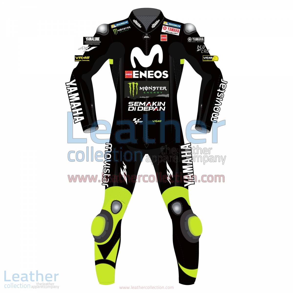 Valentino Rossi Movistar Yamaha 2018 Suit in Black | movistar yamaha,valentino rossi suit