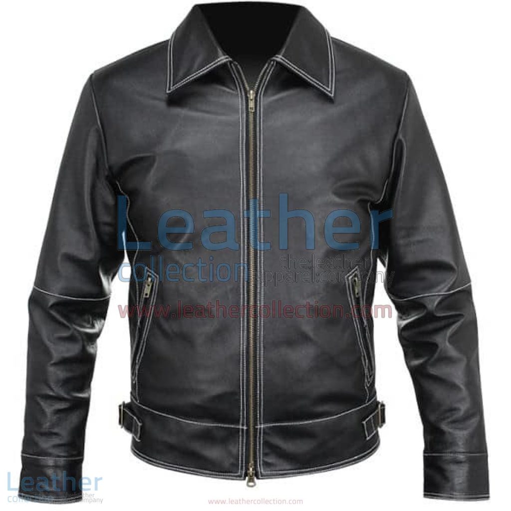 White Stitches Matte Leather Jacket For Men | leather jacket for men