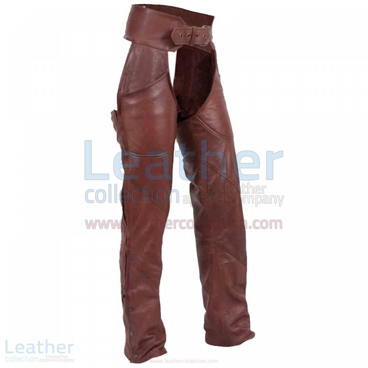 Antique Brown Leather Motorcycle Chaps