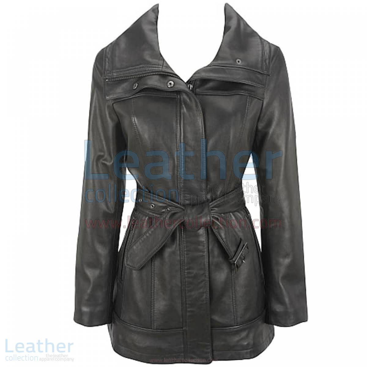 Belted Leather Duffle Coat