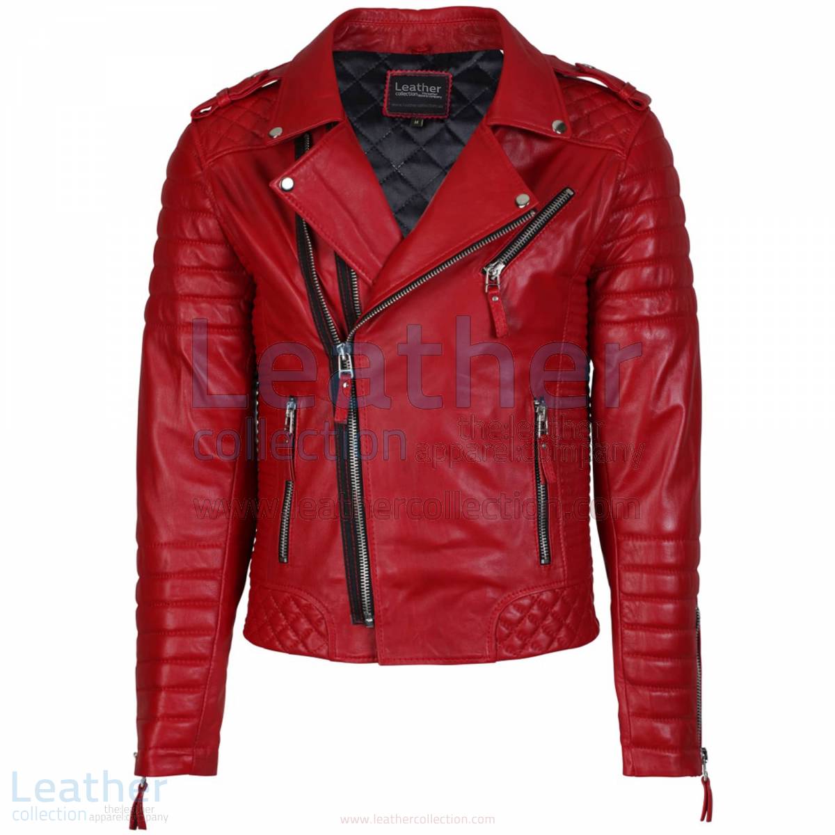 Biker Mens Quilted Leather Jacket
