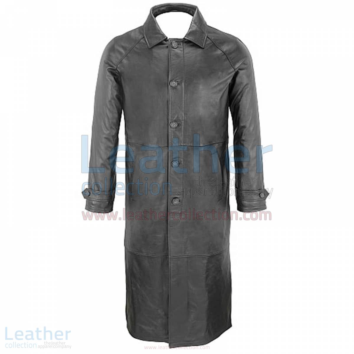 Classic Black Leather Trench Coat Mens –  Coat