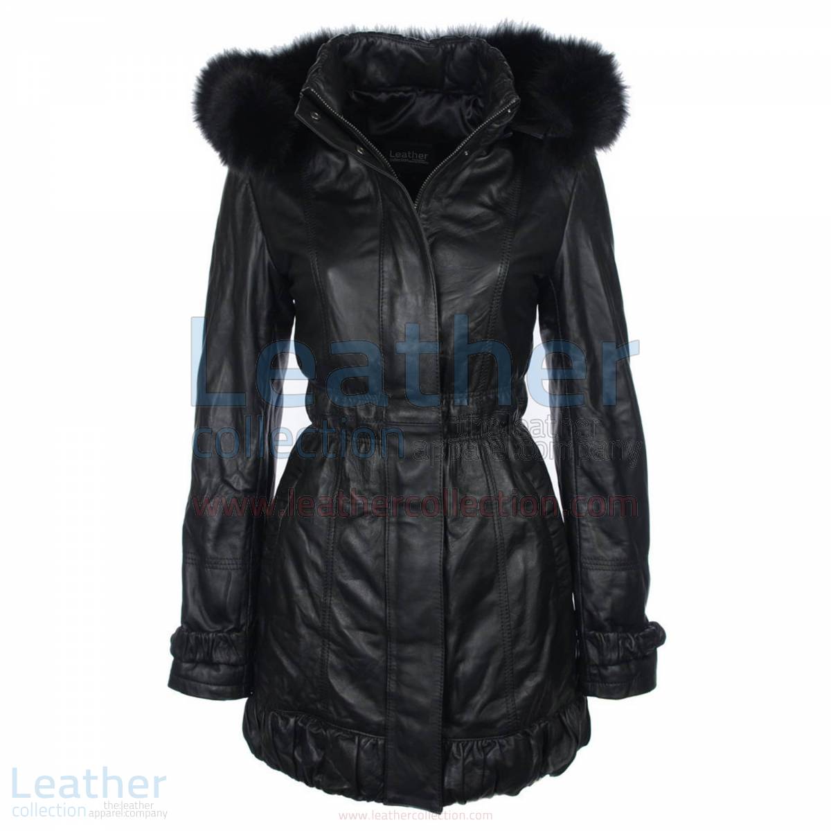 Fur Hooded Leather Coat Women –  Coat