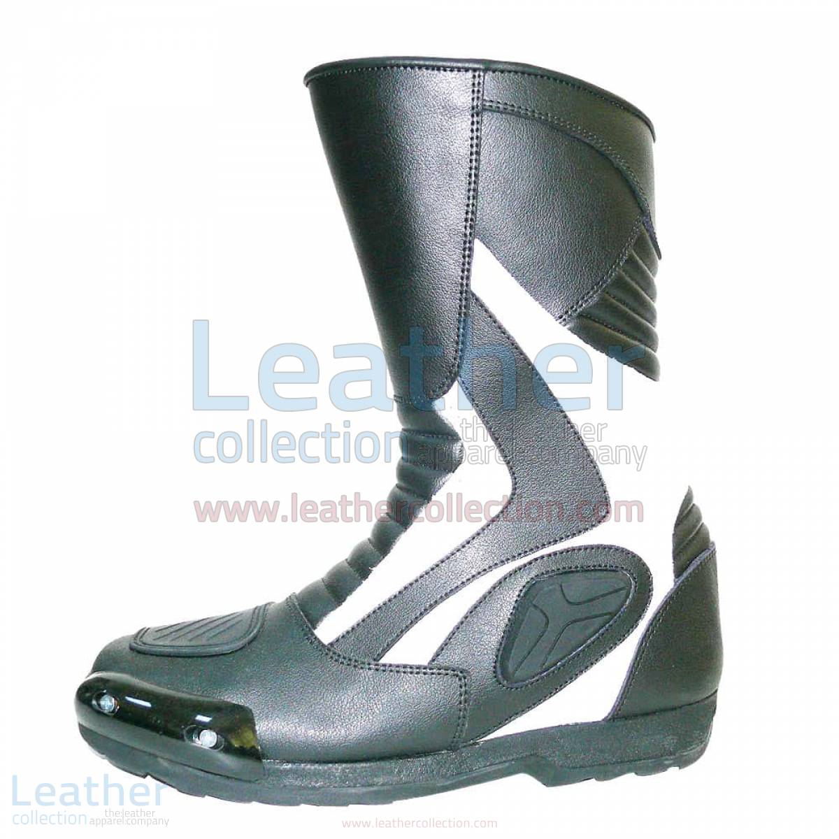 Heritage White Leather Racing Boots