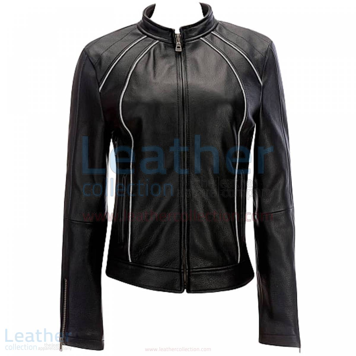 Leather Ladies Riding Jacket With Piping –  Jacket