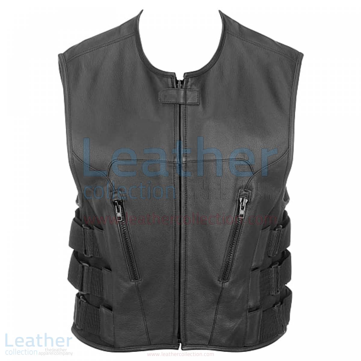 Leather Rider Vest with Velcro Side Straps