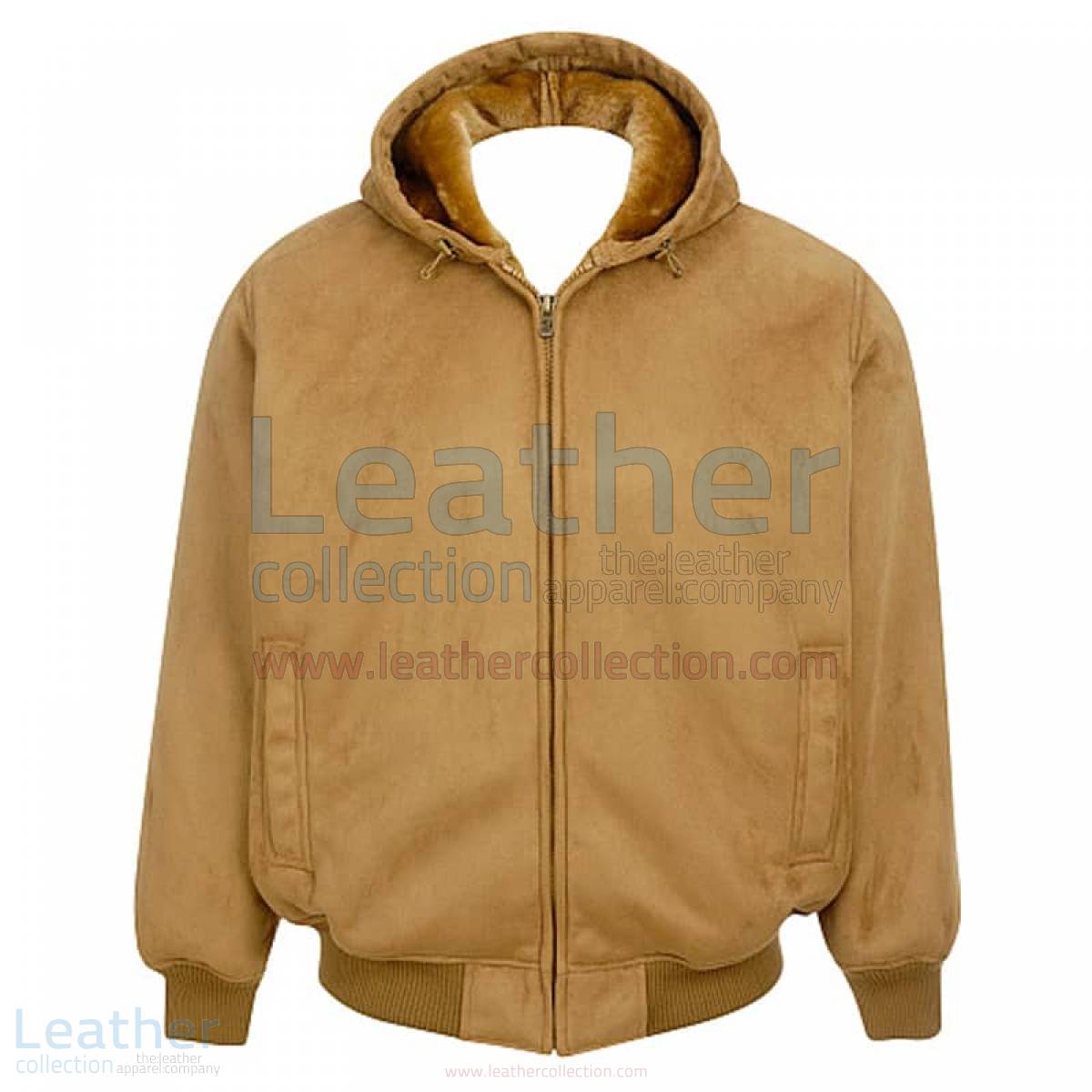 Leather Shearling Hooded Bomber Jacket Mens –  Jacket