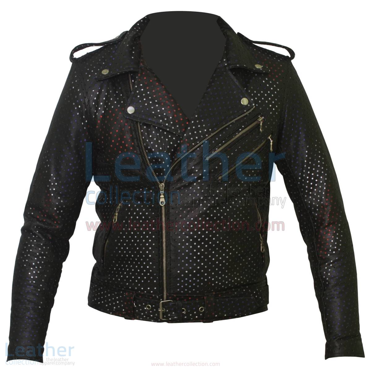 Union Jack Perforated Fashion Leather Jacket