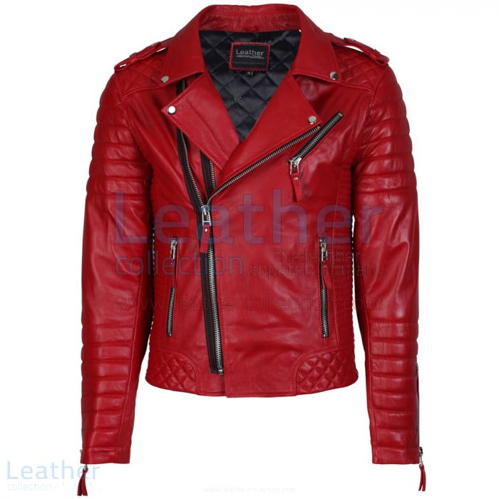Quilted Leather Motorcycle Jacket Front View
