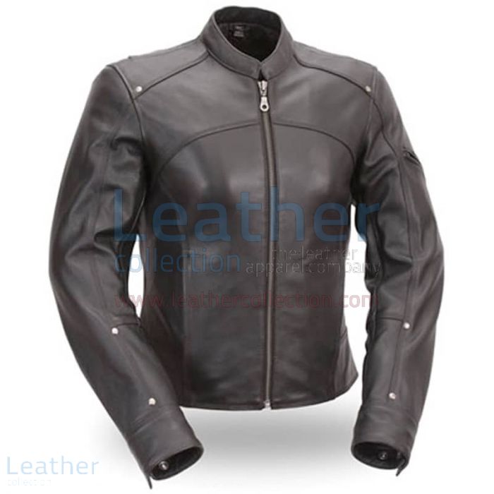 Black Leather Touring Motorcycle Jacket front