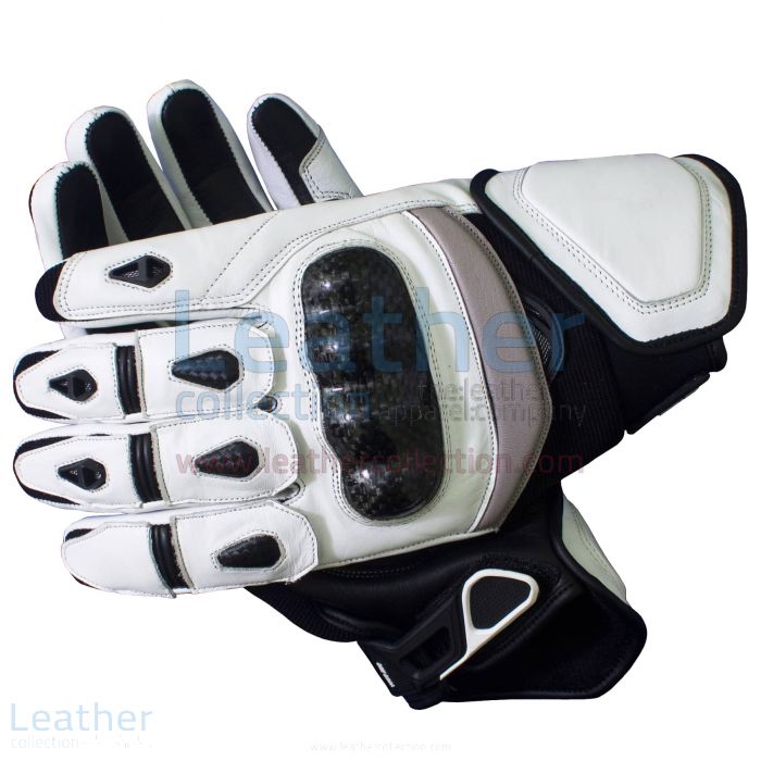 Black & White Short Motorcycle Gloves