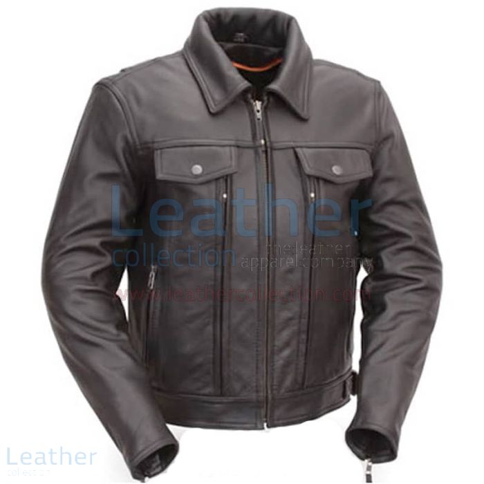 Cruiser Motorcycle Jacket with Dual Utility Pockets front view