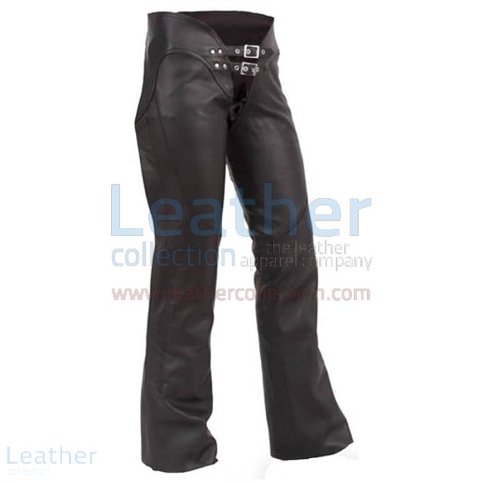 Double Belted Ladies Leather Chaps front view
