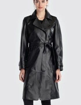 Womens Long Leather Coat