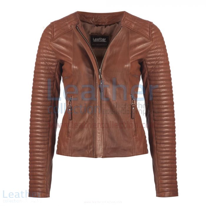 Ladies Legacy Leather Jacket Brown front view