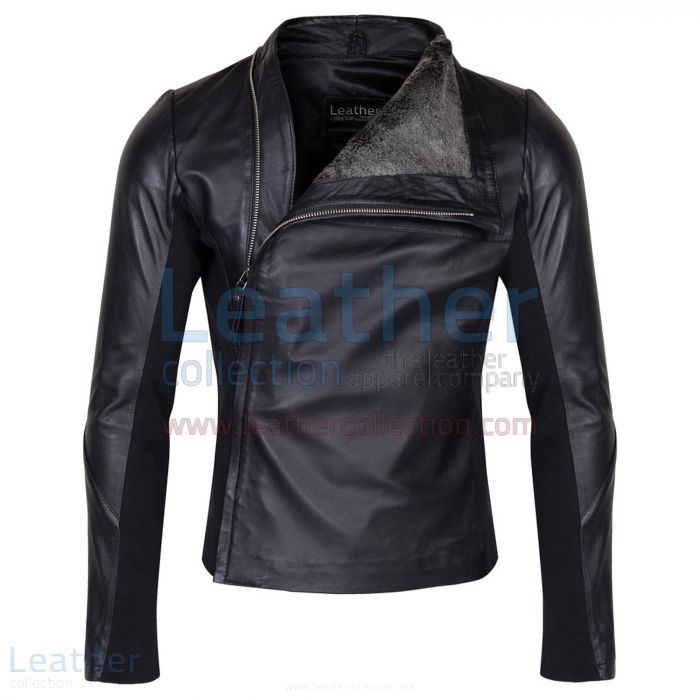 Mens Slim Fitted Leather Jacket Front View
