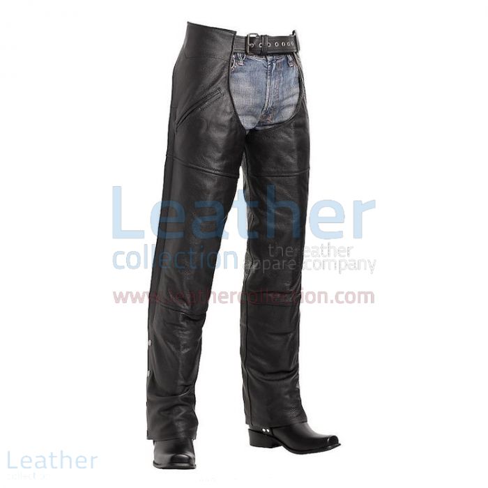 Heavy Duty Leather Riding Chaps front view