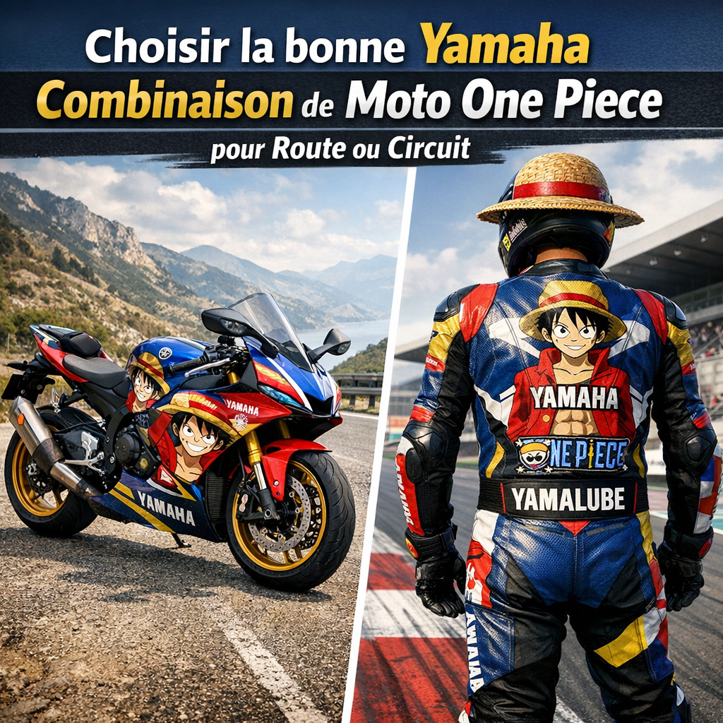 Illustration of Choisir la bonne Yamaha combinaison de moto One Piece pour route ou circuit