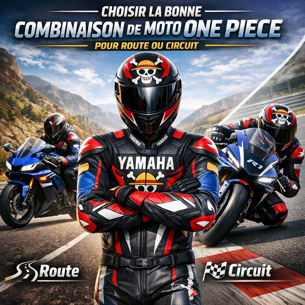 Illustration of Choisir la bonne Yamaha combinaison de moto One Piece pour route ou circuit