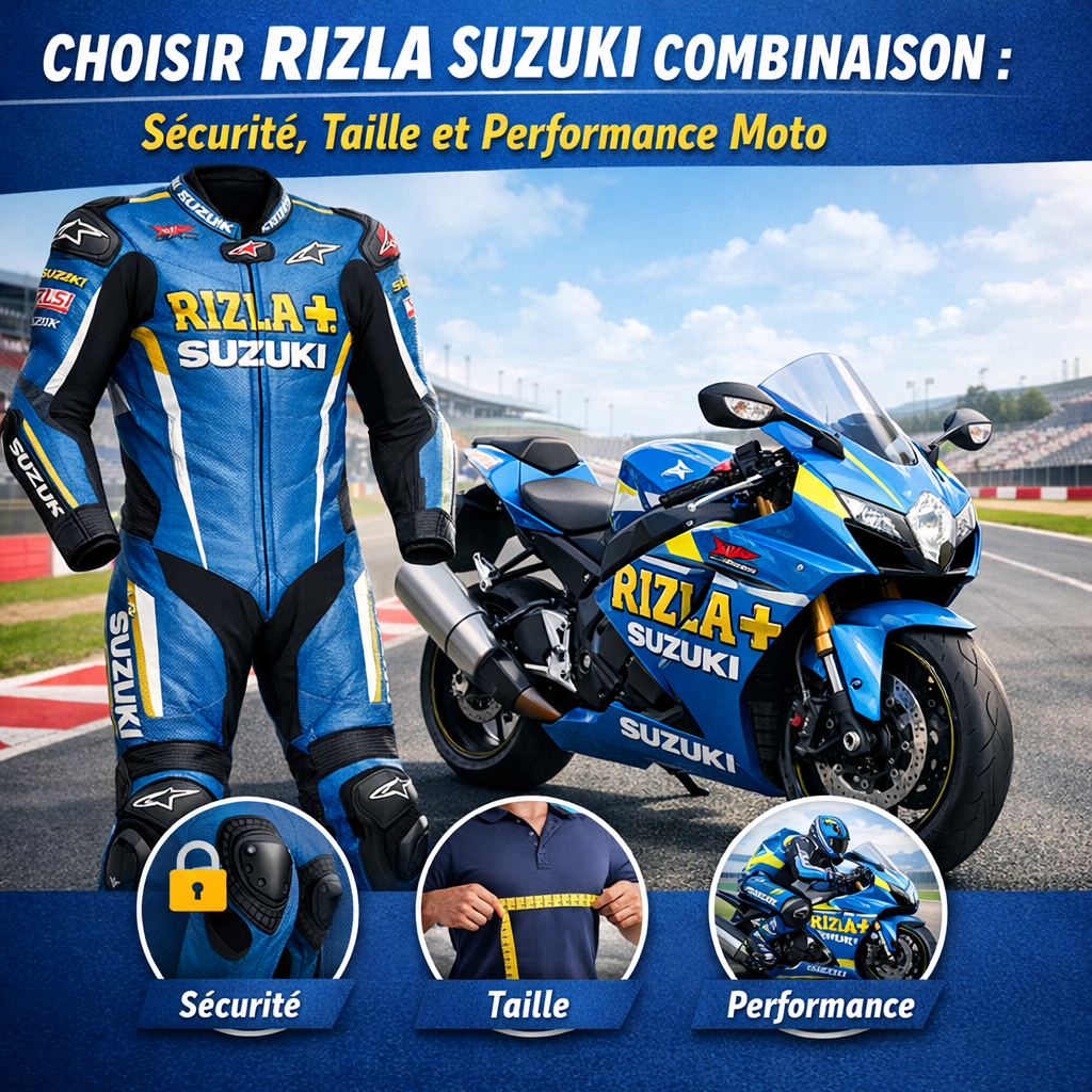 Rizla Suzuki Costume de Course Moto illustration for Choisir Rizla Suzuki Combinaison : Sécurité, Taille et Performance Mot