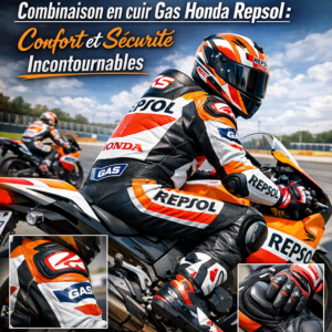 Combinaison en cuir Honda Repsol Gas illustration for Combinaison en cuir Gas Honda Repsol : Confort et S&eacute;curit&eacute; Incontournab