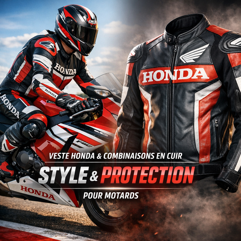Veste en cuir de moto Honda illustration for Combinaisons en cuir de moto et veste Honda alliant style et protection