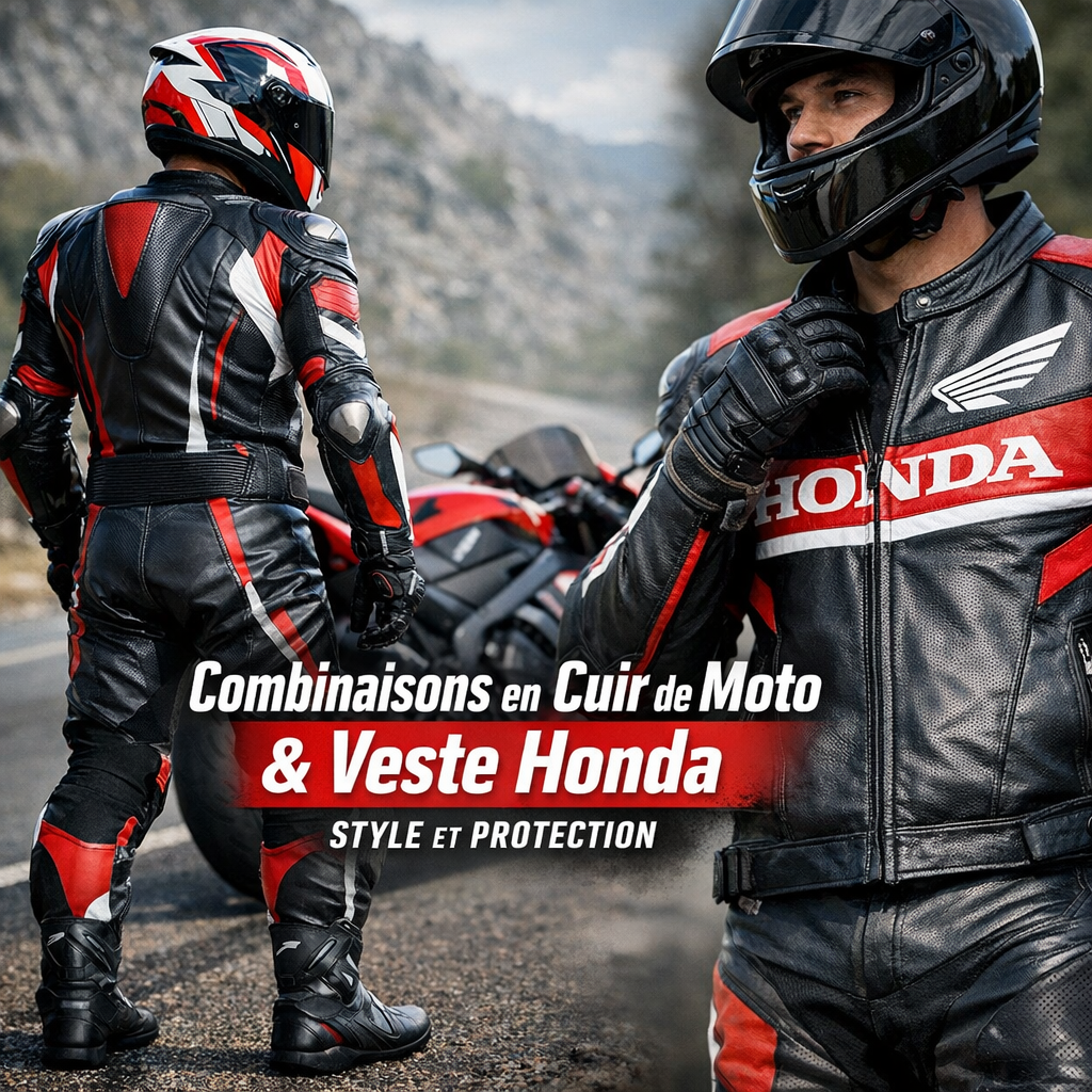 Veste en cuir de moto Honda illustration for Combinaisons en cuir de moto et veste Honda pour style et protection