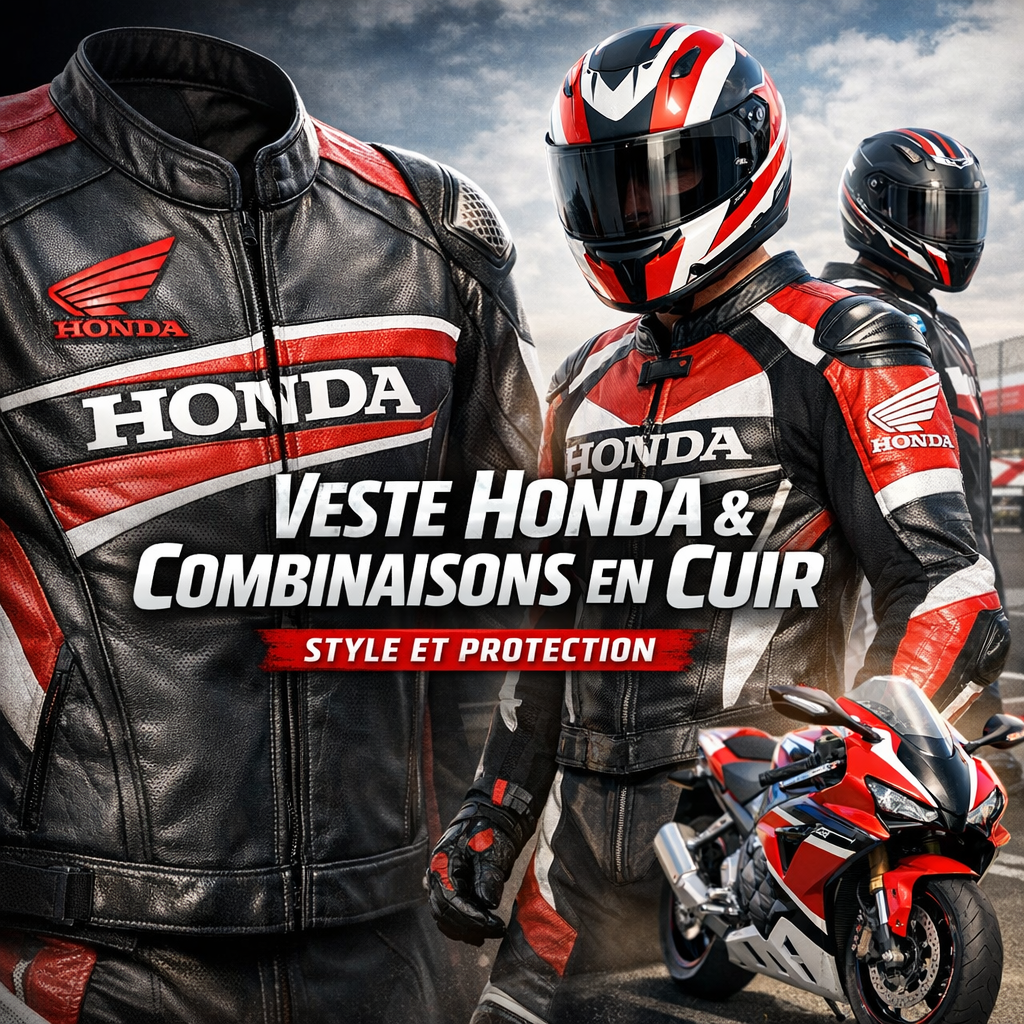 Veste en cuir de moto Honda illustration for Combinaisons en cuir de moto et veste Honda pour style et protection