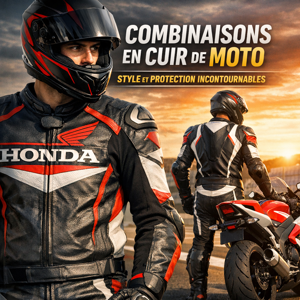 Veste en cuir de moto Honda illustration for Combinaisons en cuir de moto : l'option incontournable pour style et protection