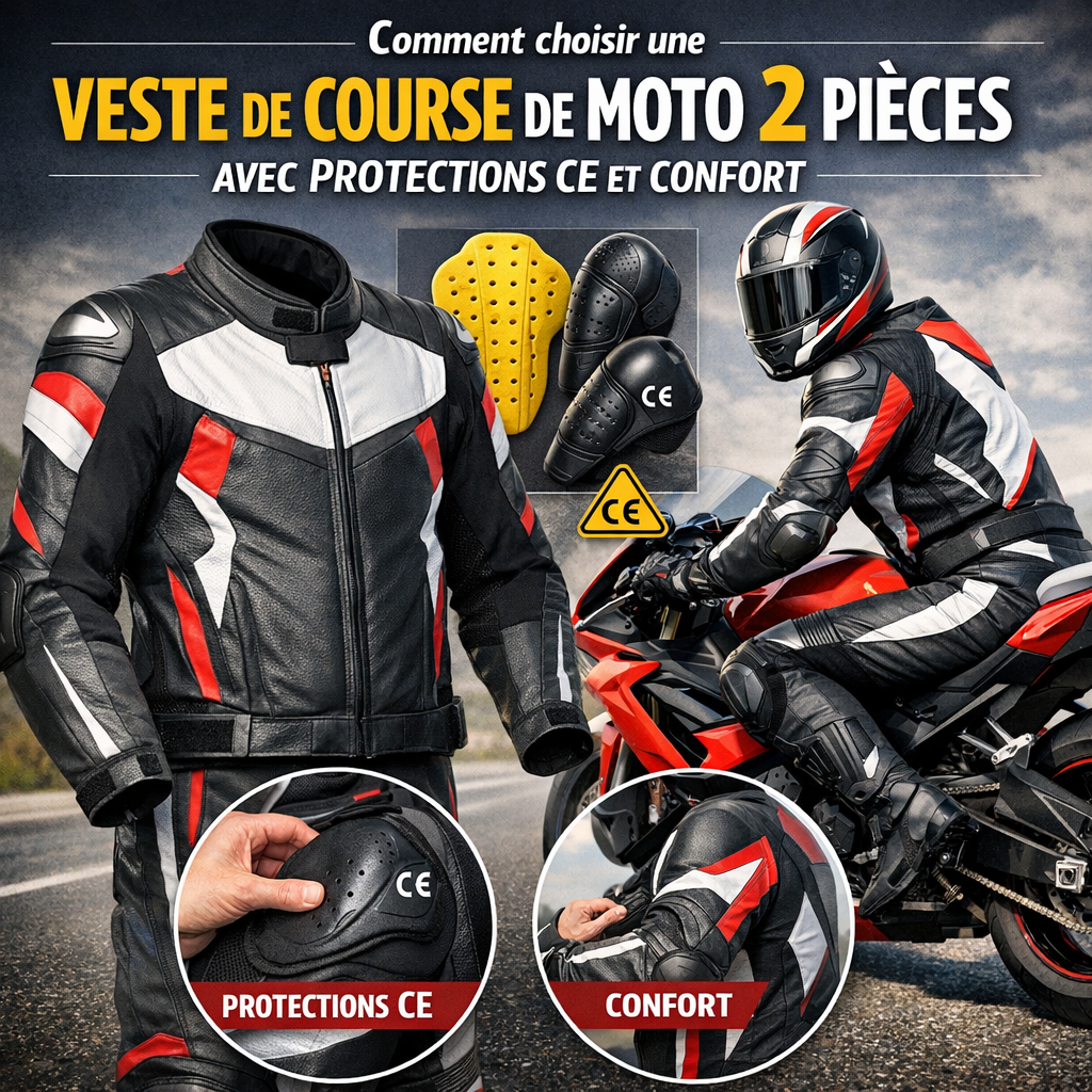 Combinaison de course de moto Suzuki en 2 pi&egrave;ces illustration for Comment choisir une veste de course de moto 2 pi&egrave;ces avec p