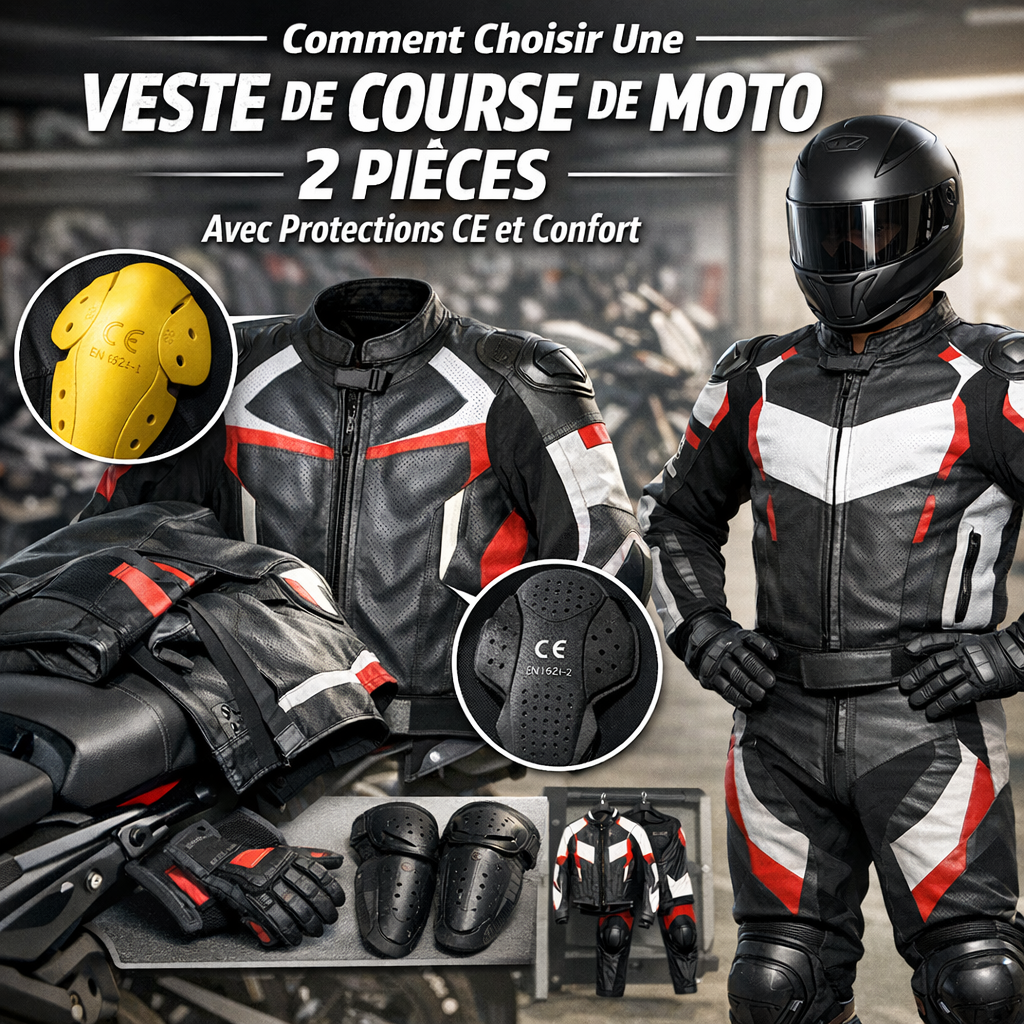 Combinaison de course de moto Suzuki en 2 pièces illustration for Comment choisir une veste de course de moto 2 pièces avec p