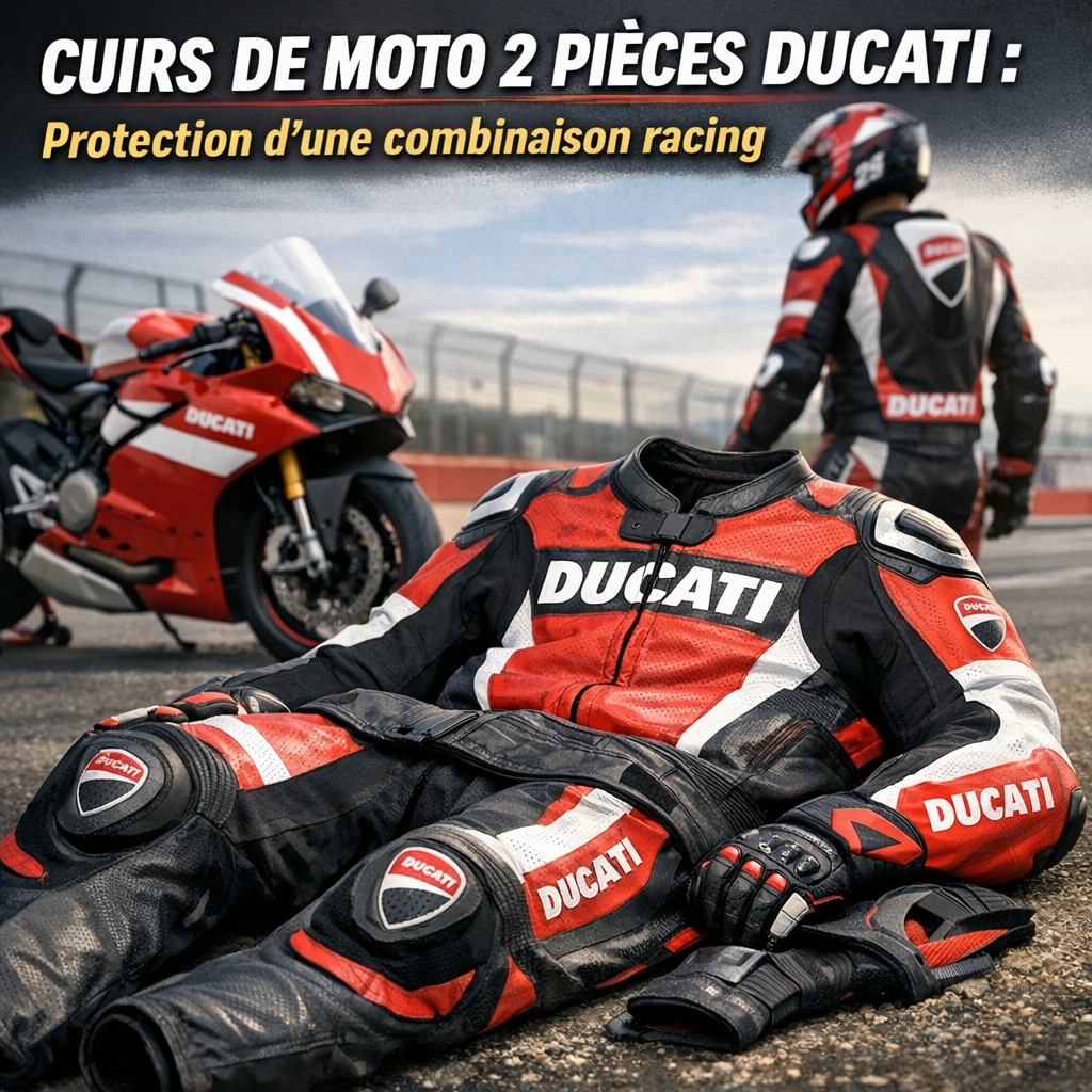 Ducati cuir de moto en 2 pièces illustration for Cuirs de moto 2 pièces Ducati : protection d’une combinaison racing