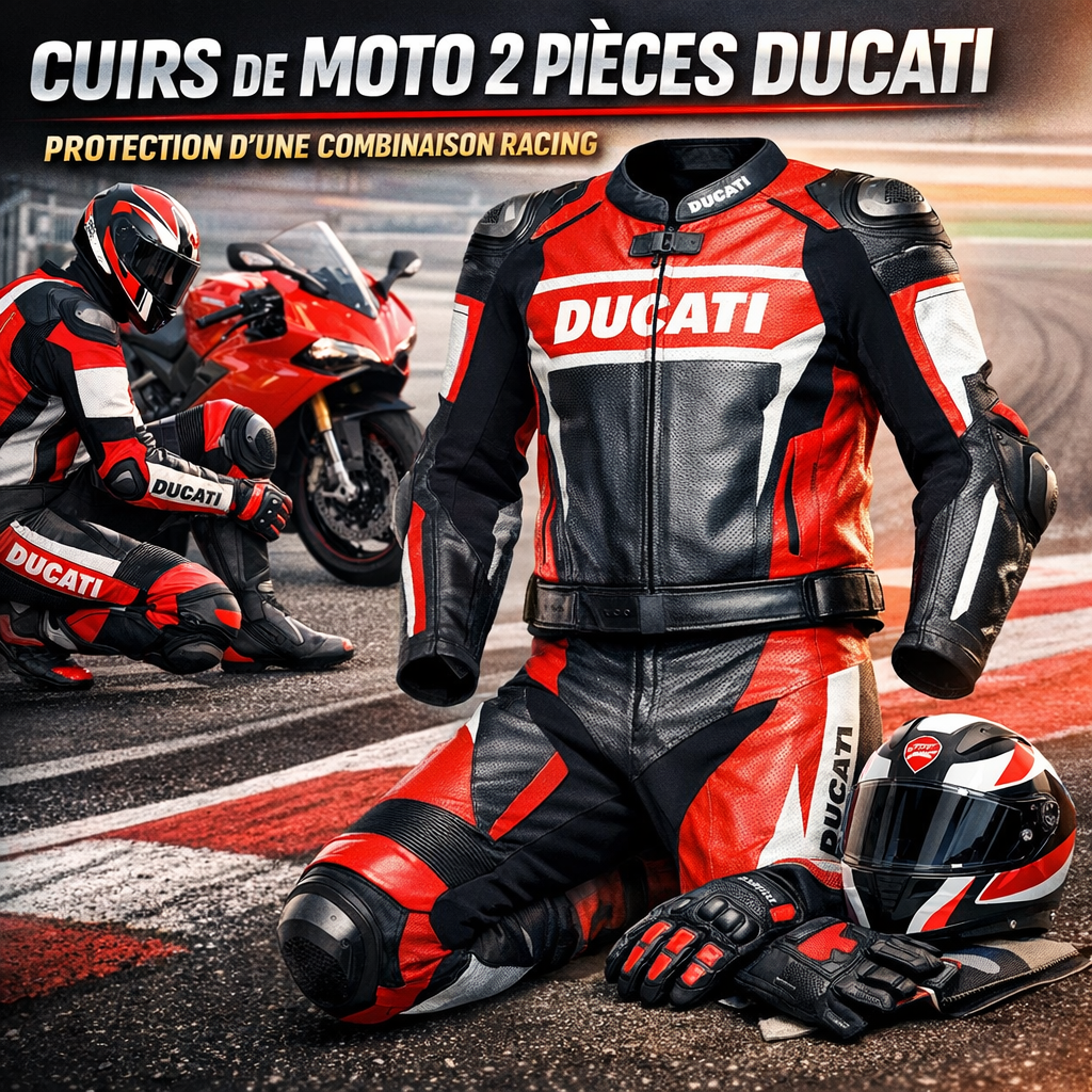 Ducati cuir de moto en 2 pièces illustration for Cuirs de moto 2 pièces Ducati : protection d’une combinaison racing