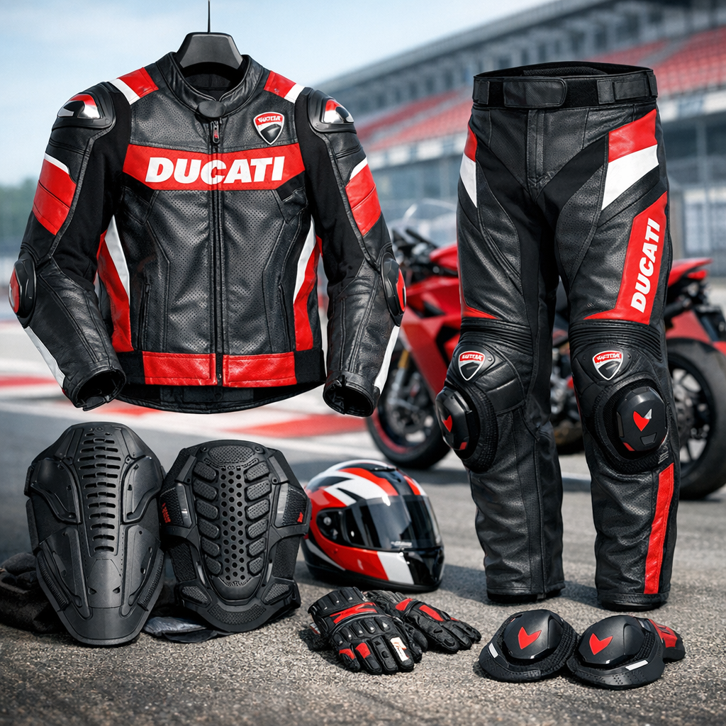 Ducati cuir de moto en 2 pièces illustration for Cuirs de moto 2 pièces Ducati : protection d'une combinaison racing