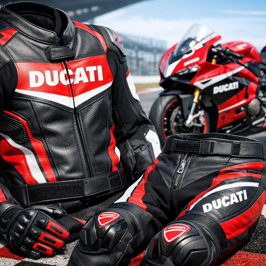 Ducati cuir de moto en 2 pièces illustration for Cuirs de moto 2 pièces et protection d’une combinaison racing Ducati