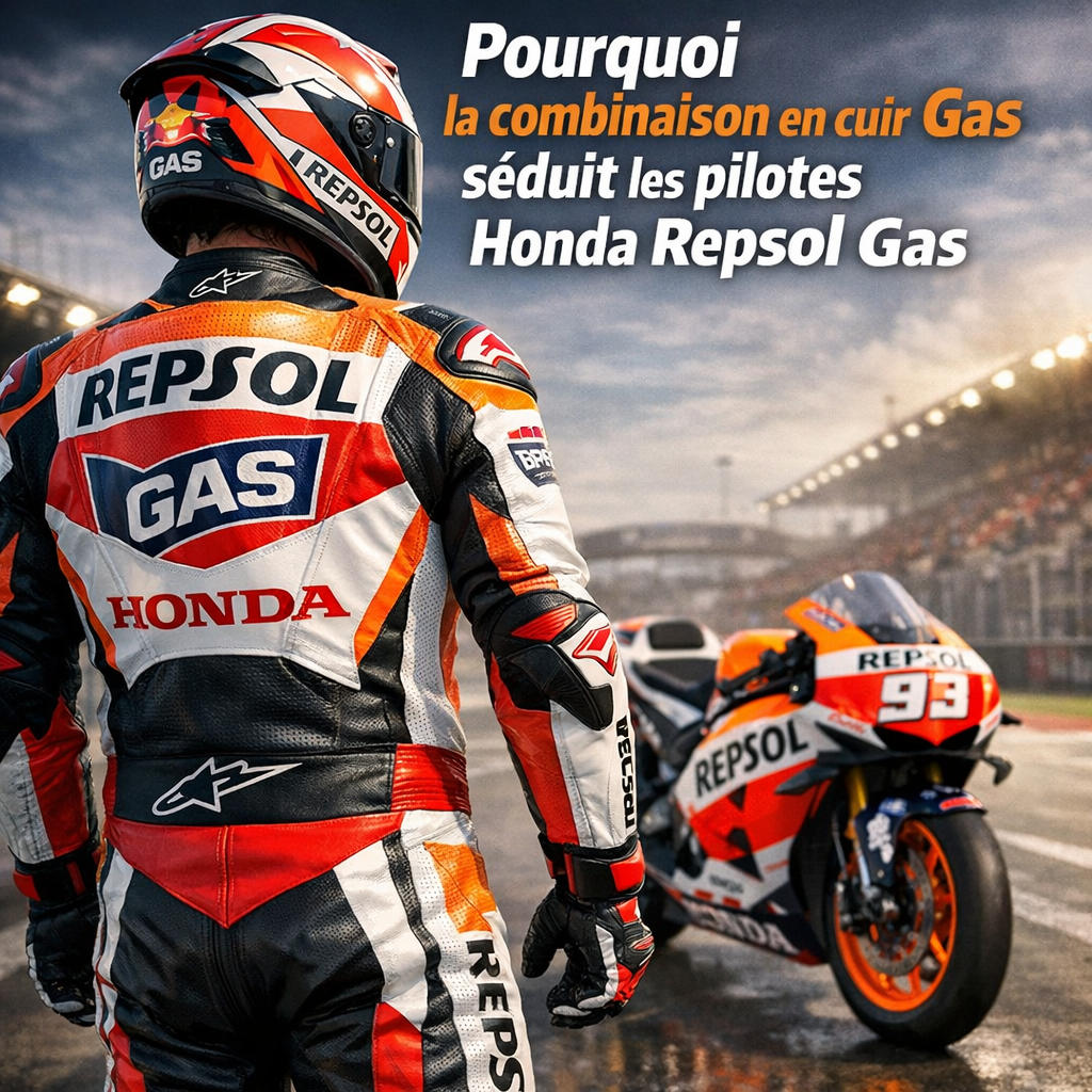 Combinaison en cuir Honda Repsol Gas illustration for Pourquoi la combinaison en cuir Gas séduit les pilotes Honda Repsol Ga
